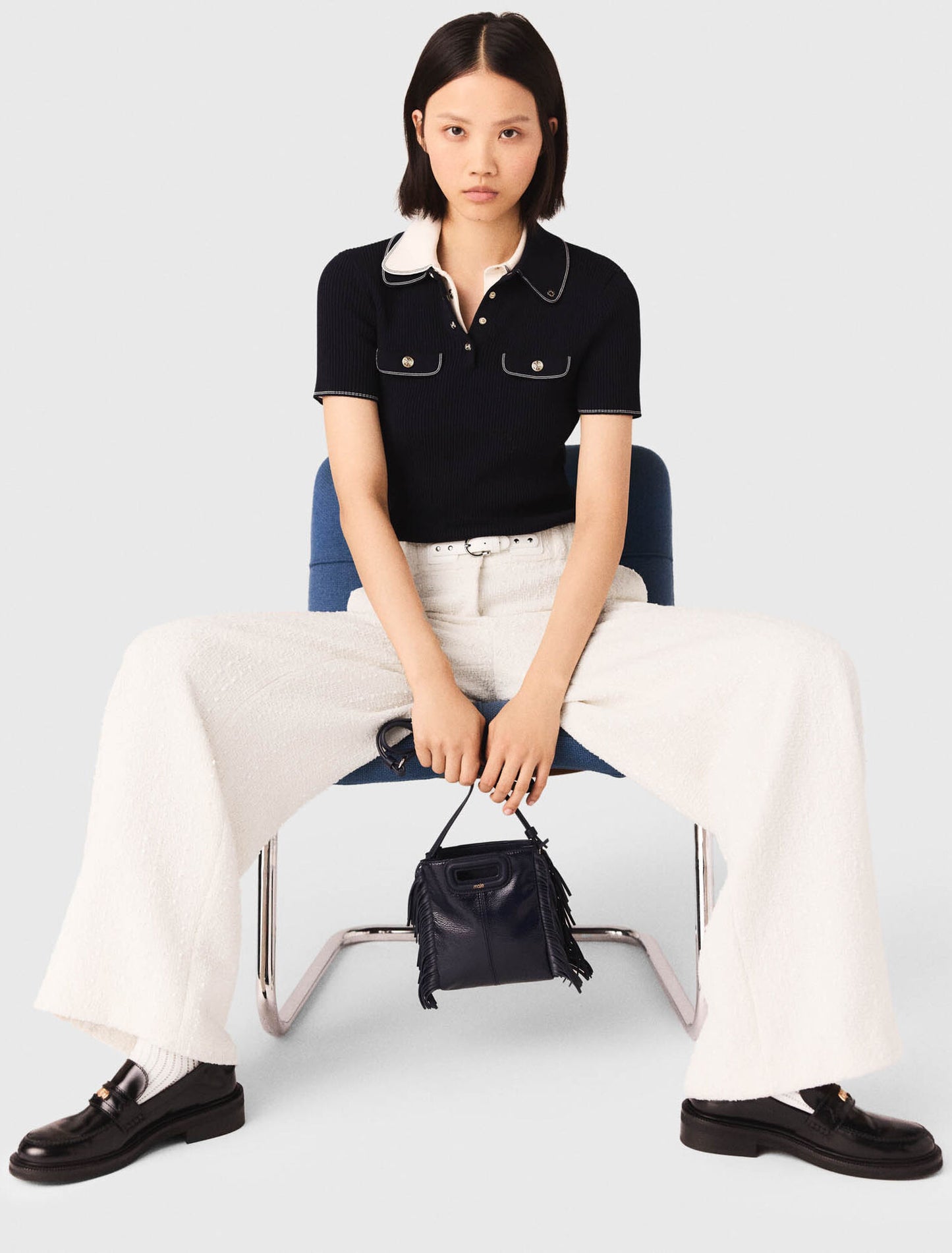 Pantalón ancho de tweed