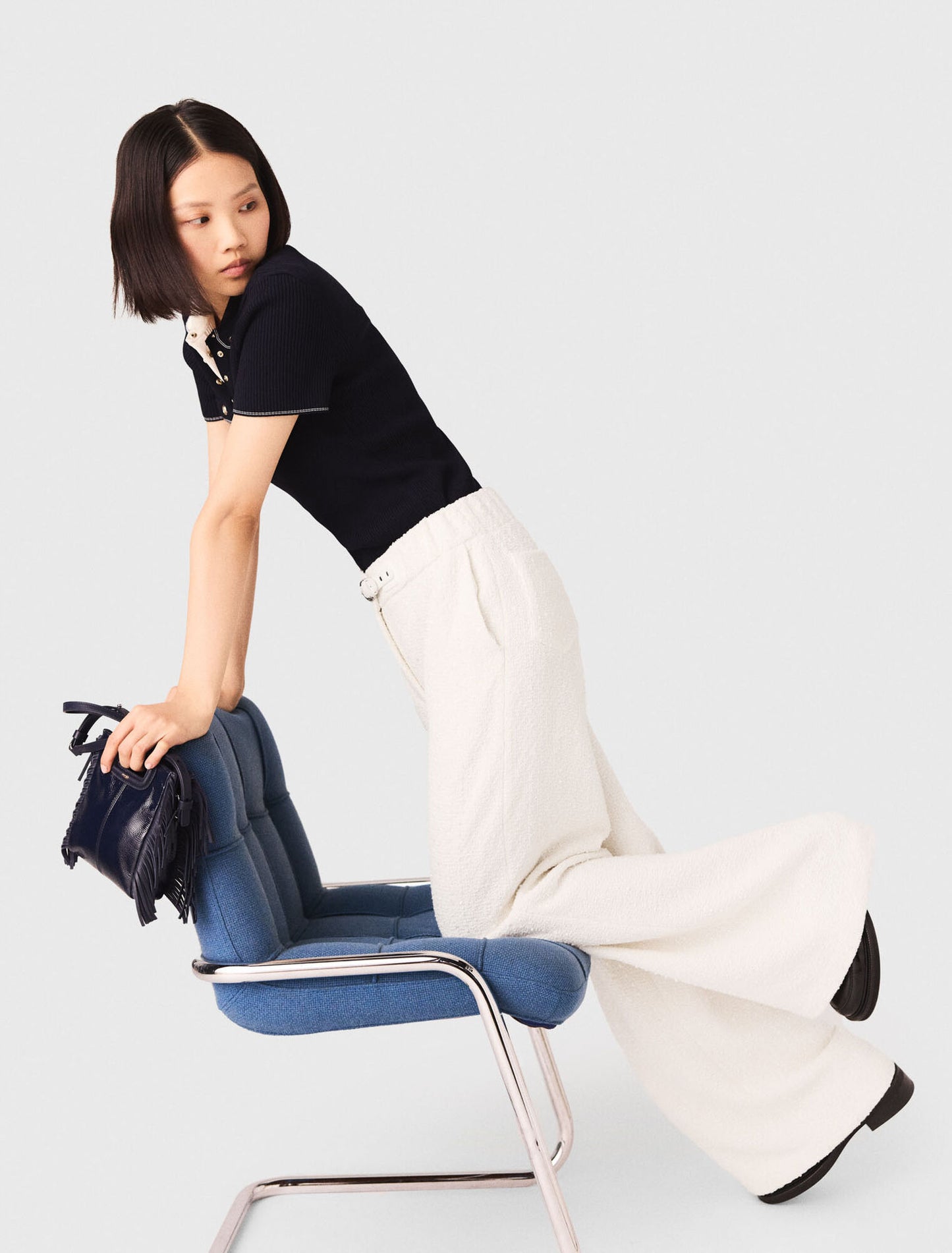 Pantalón ancho de tweed