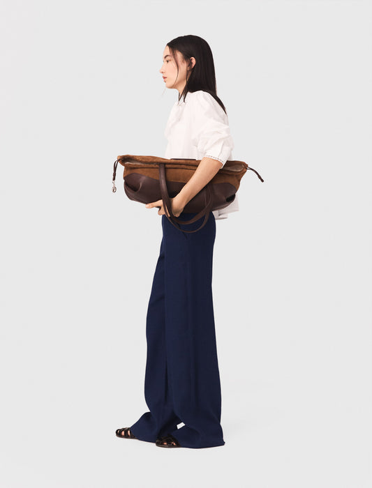 Pantalón con puente de lino mezcla