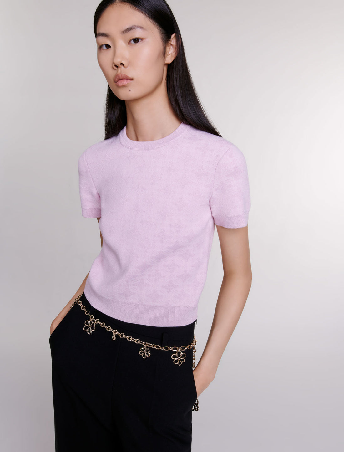 Jersey corto de punto jacquard