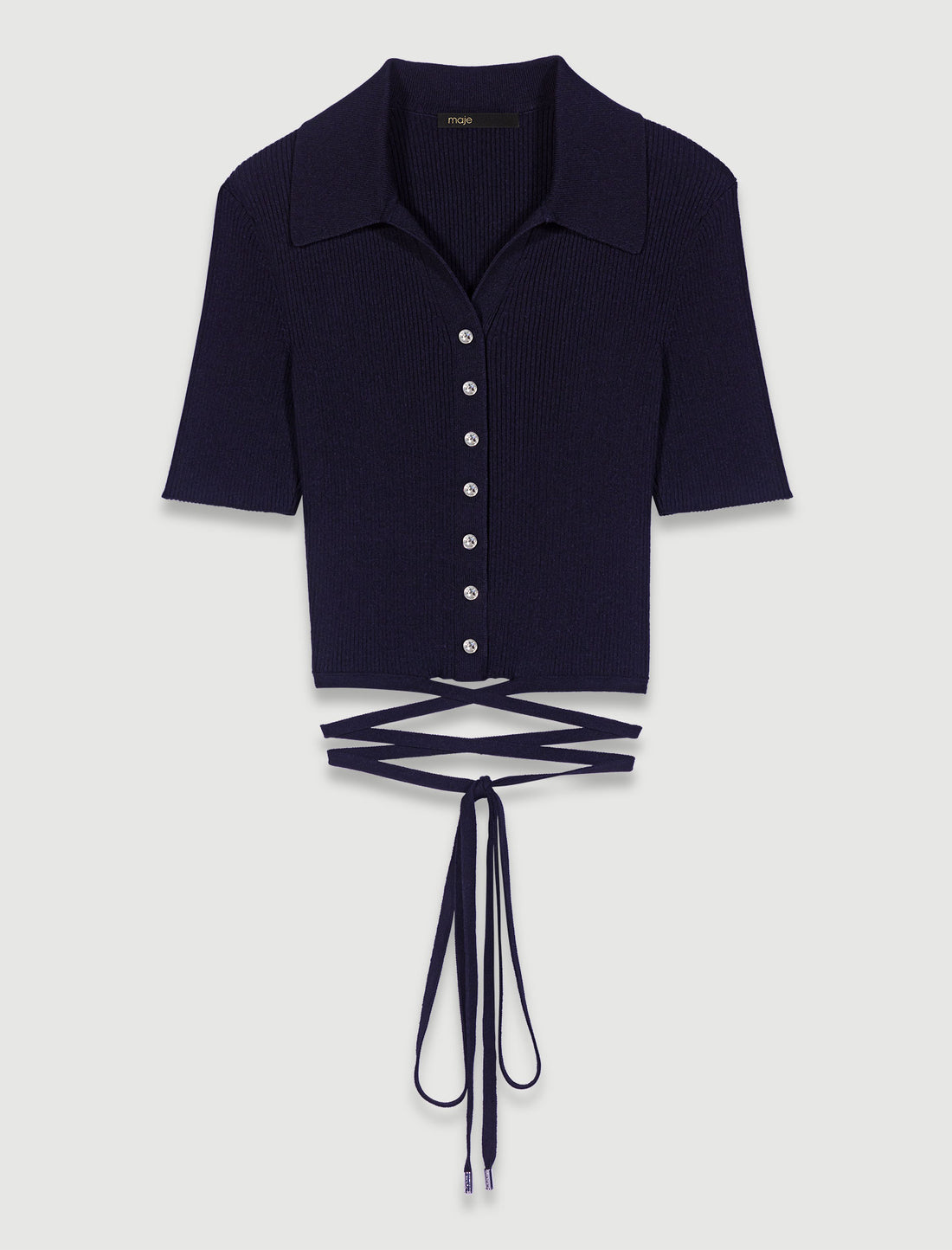 Top corto de punto con cordones