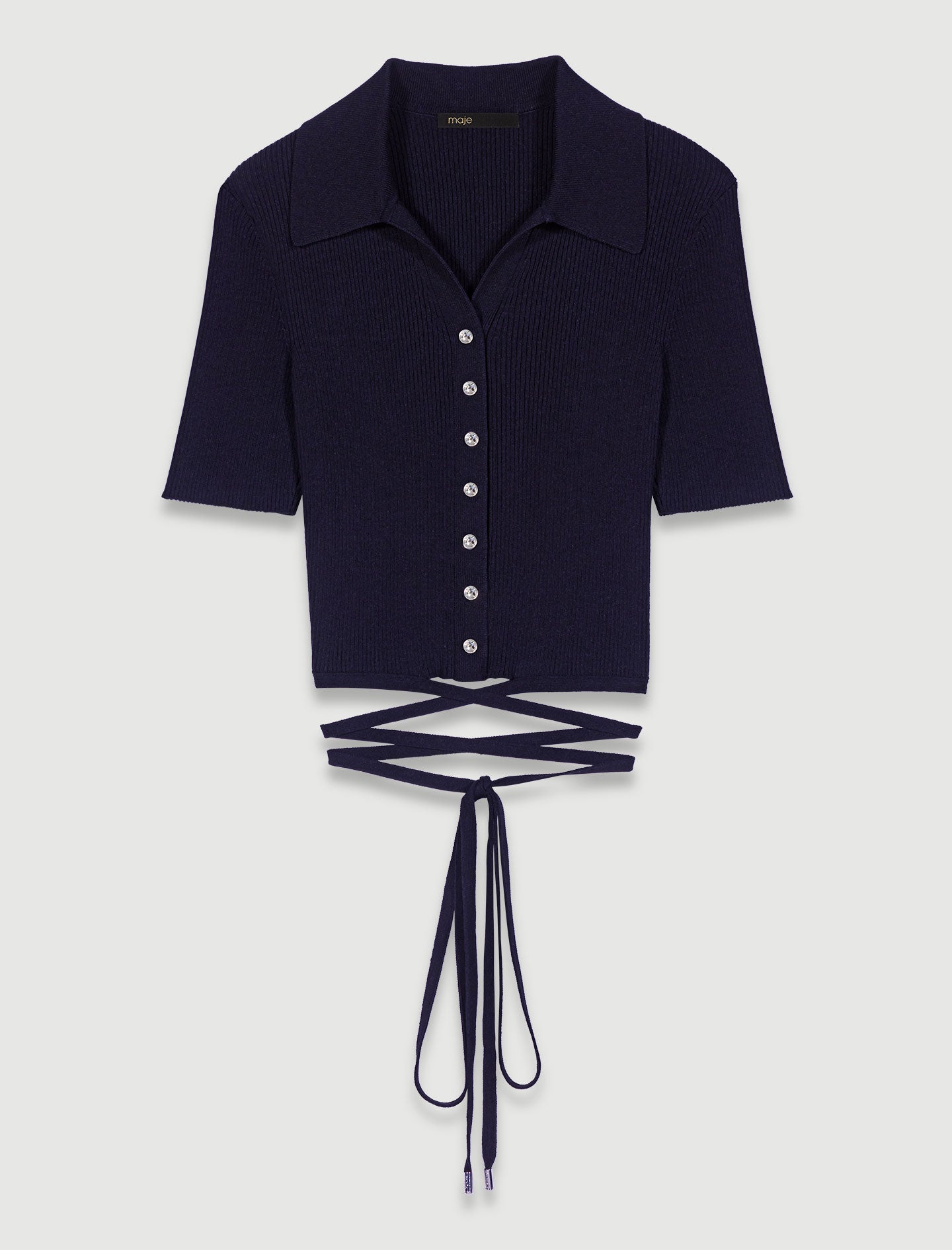 Top corto de punto con cordones