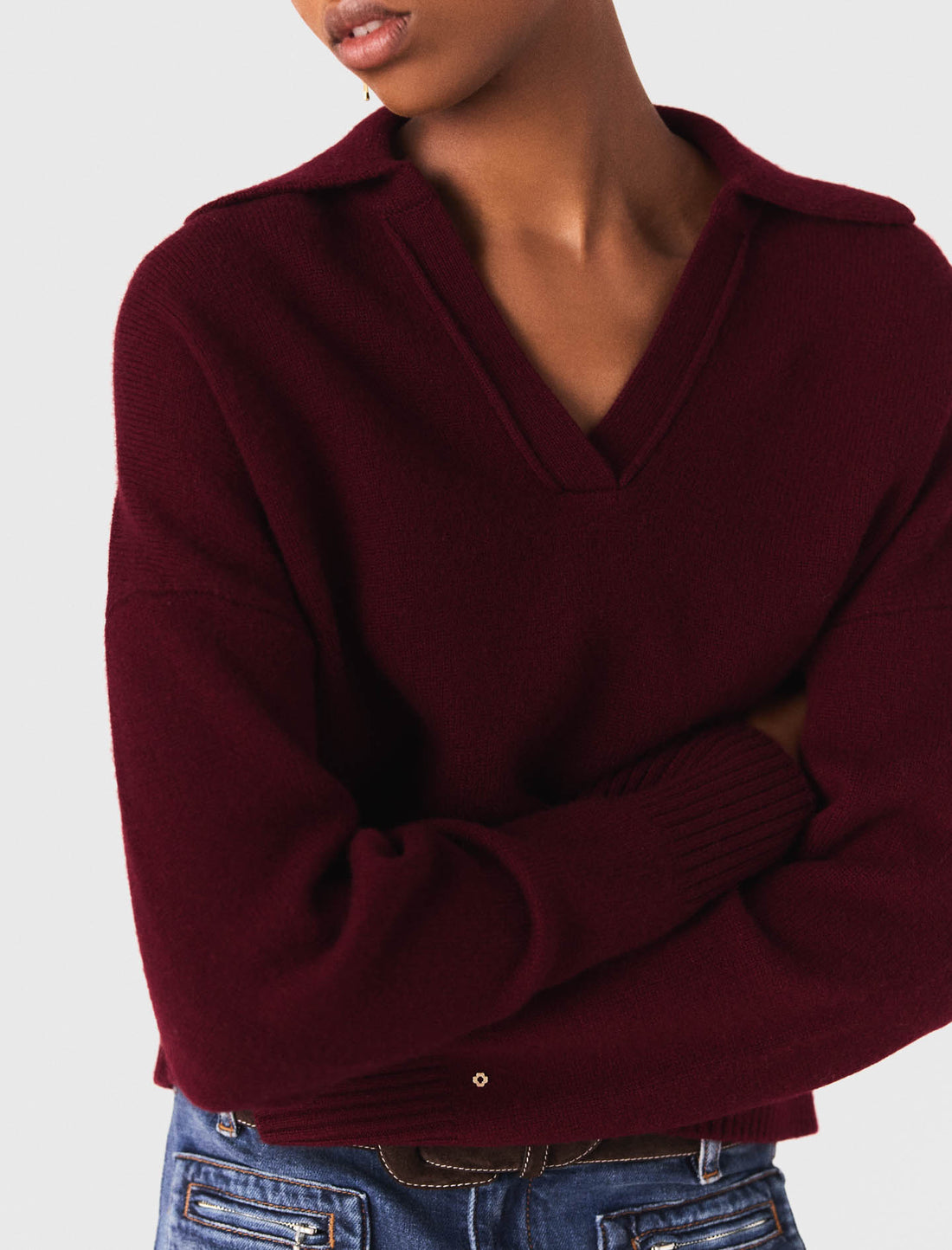 Cárdigan con cuello polo abierto