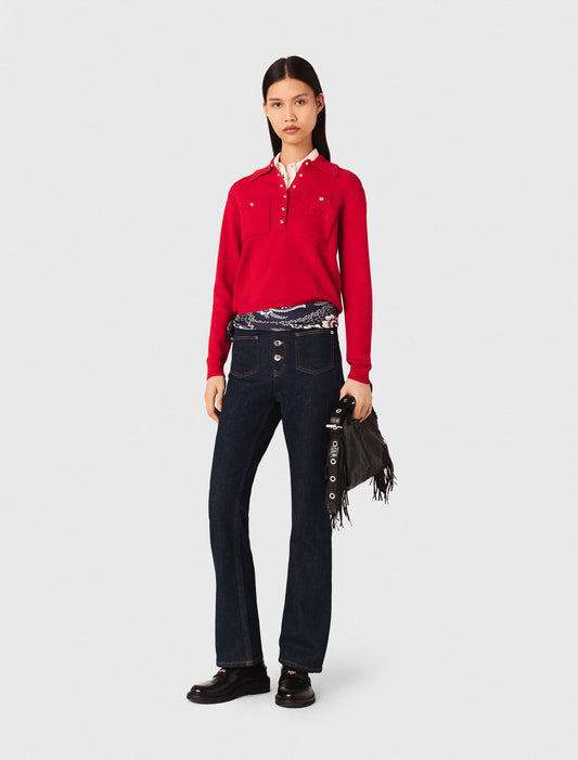 Jersey cuello polo con bordado