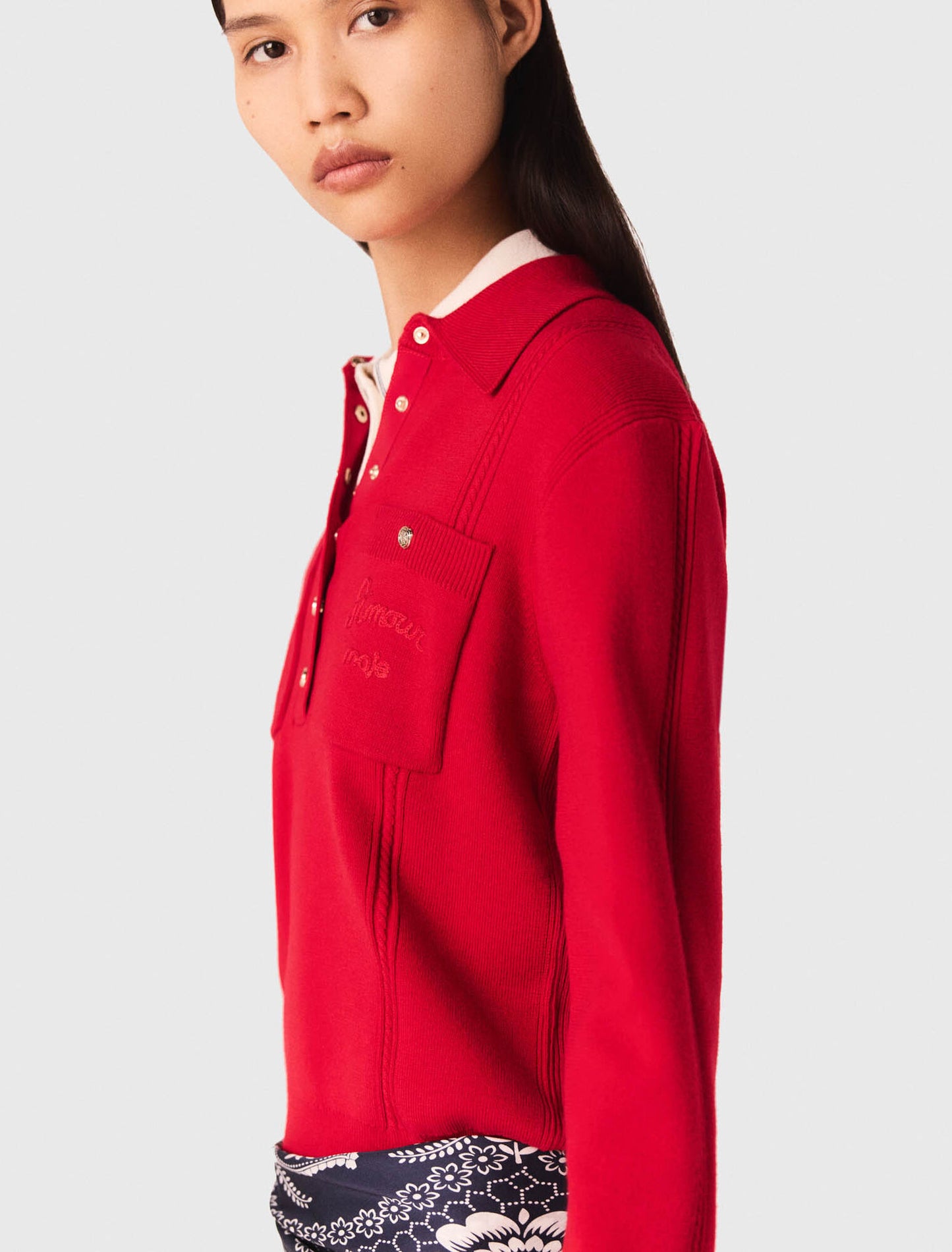 Jersey cuello polo con bordado