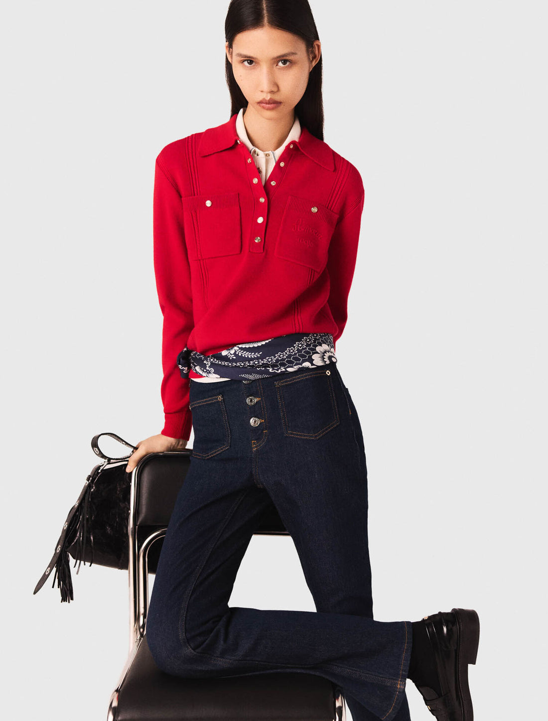 Jersey cuello polo con bordado