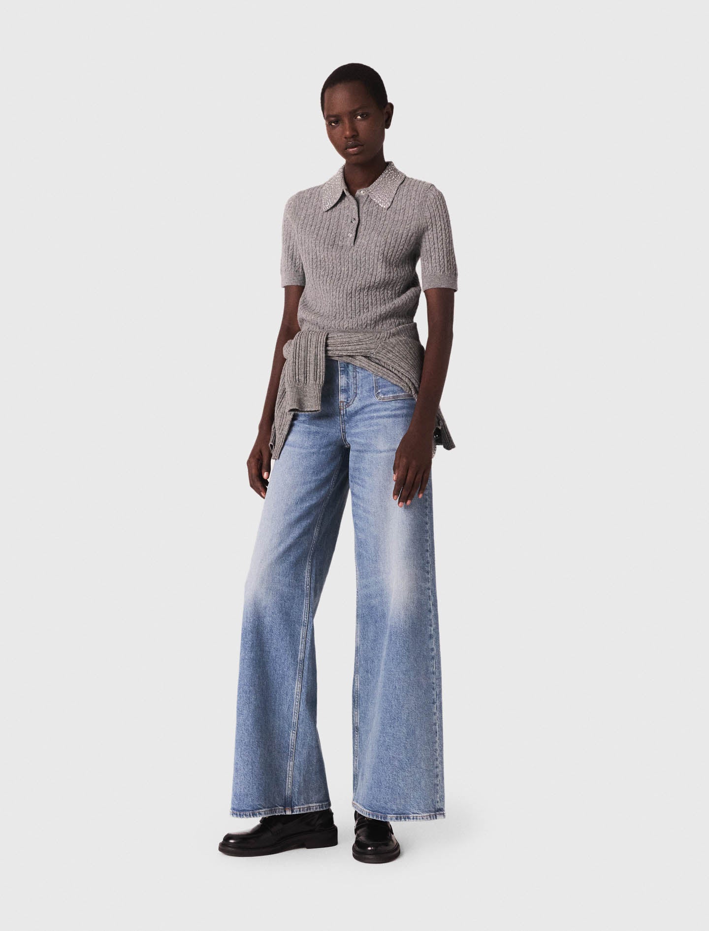 Polo de lana con cuello con strass