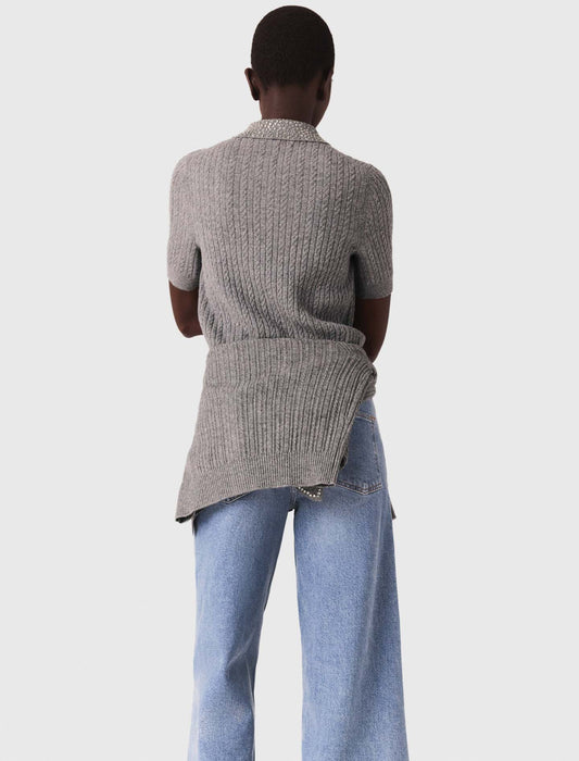 Polo de lana con cuello con strass