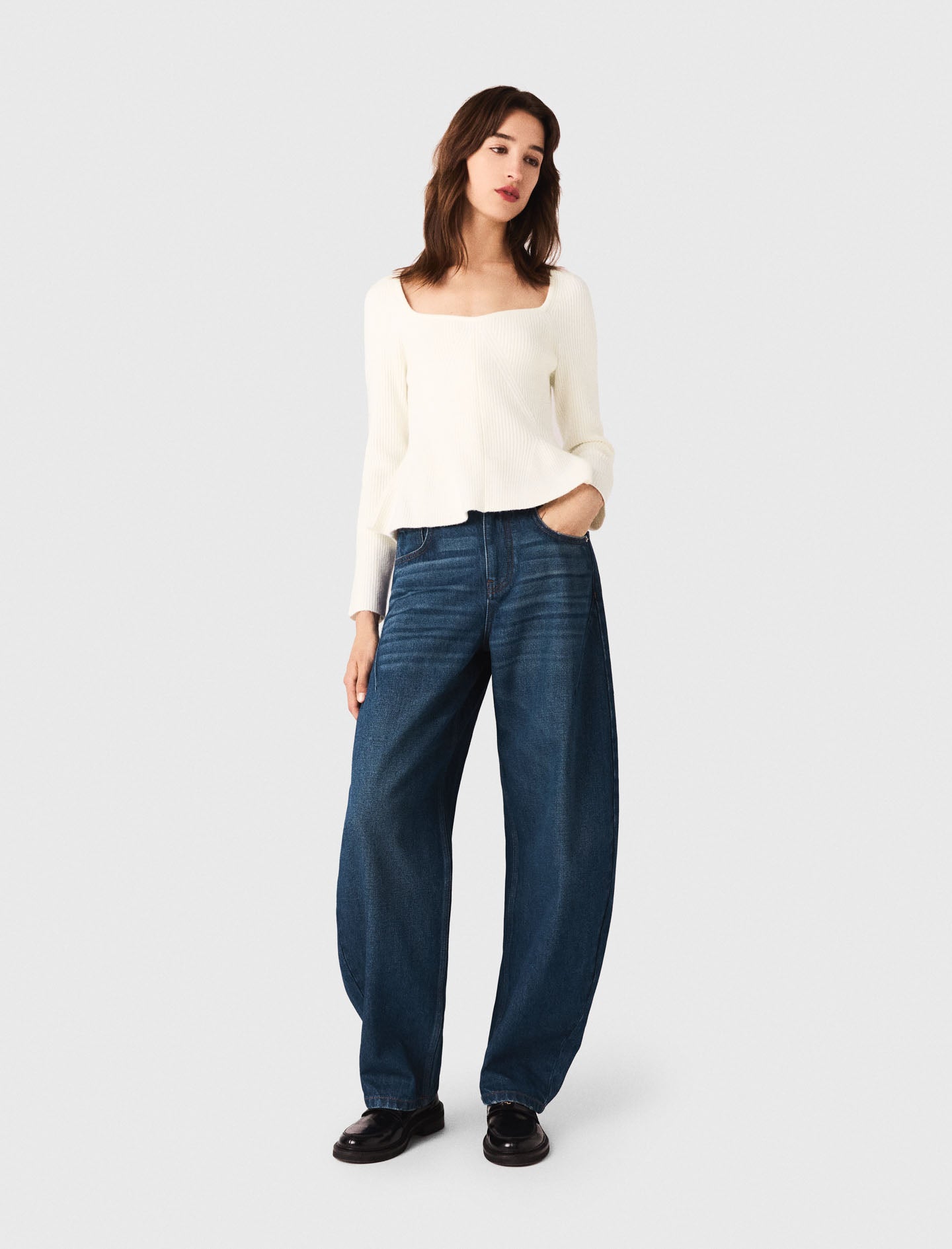 Jersey con talle peplum