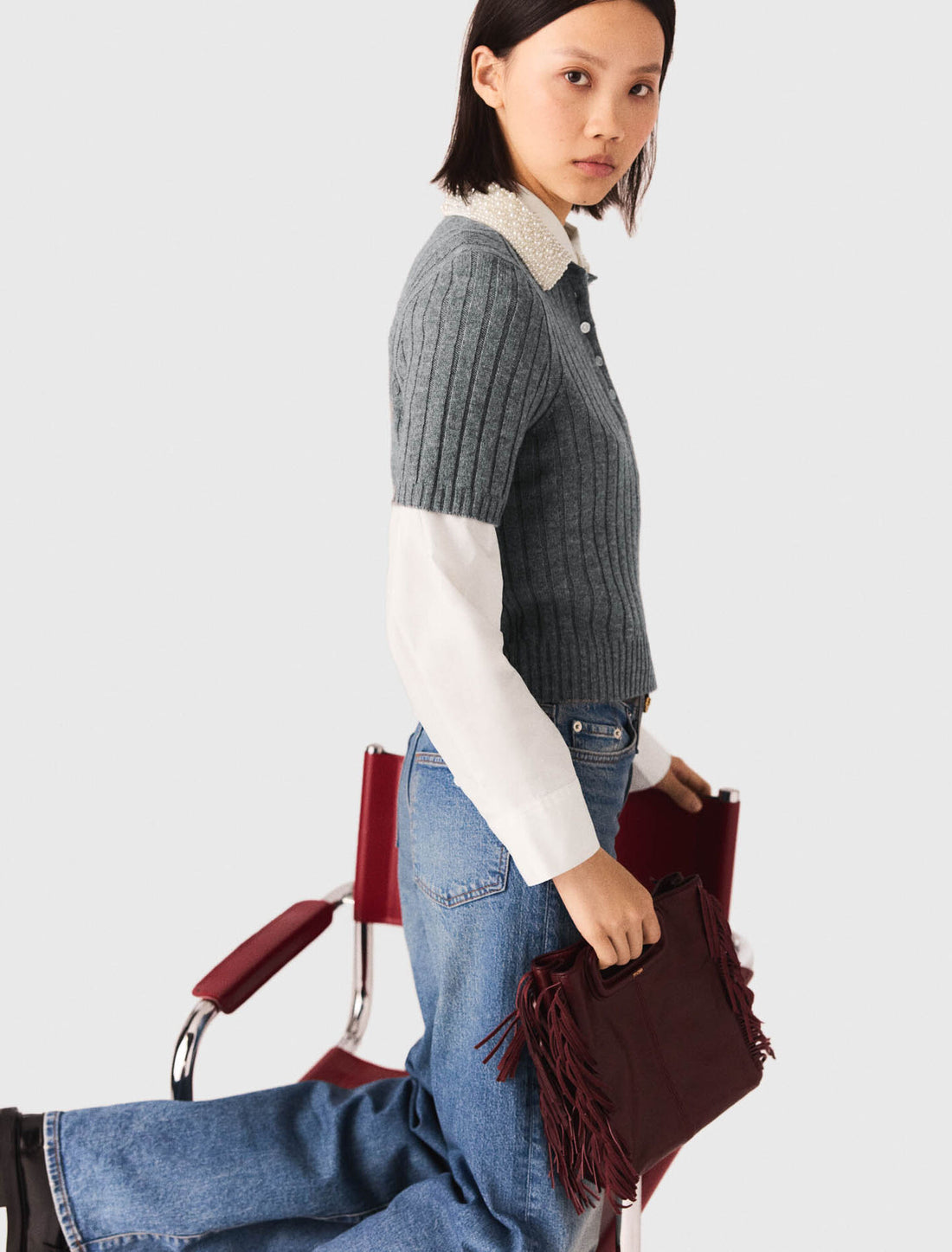 Jersey cuello perlado desmontable