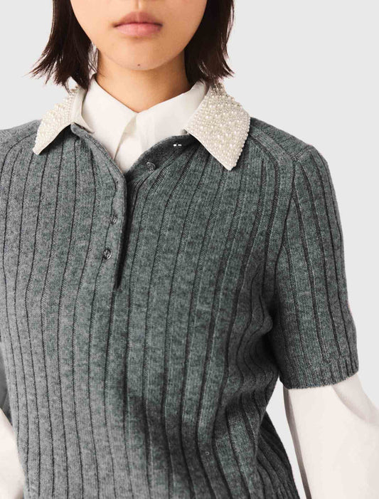 Jersey cuello perlado desmontable