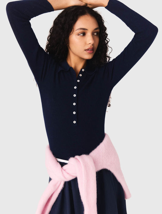 Jersey de canalé cuello polo