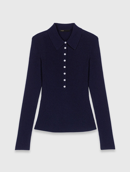 Jersey de canalé cuello polo