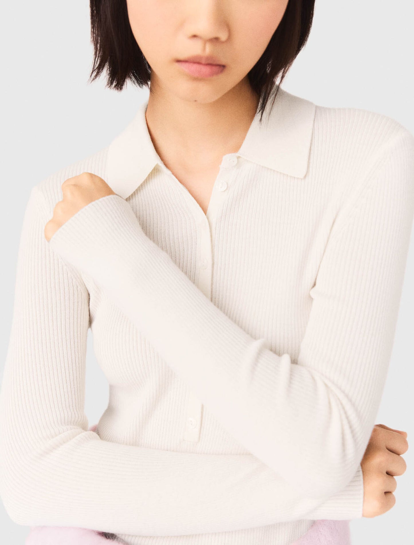 Jersey de canalé con cuello de polo