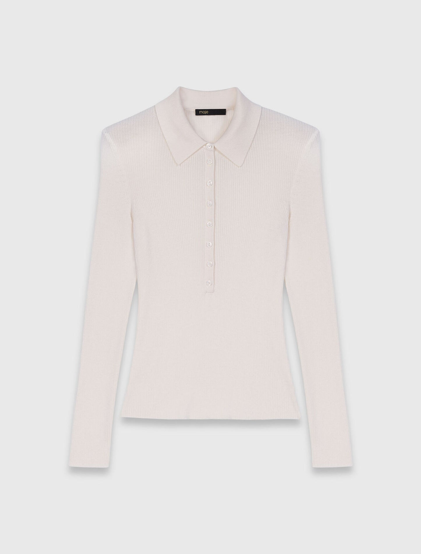 Jersey de canalé con cuello de polo