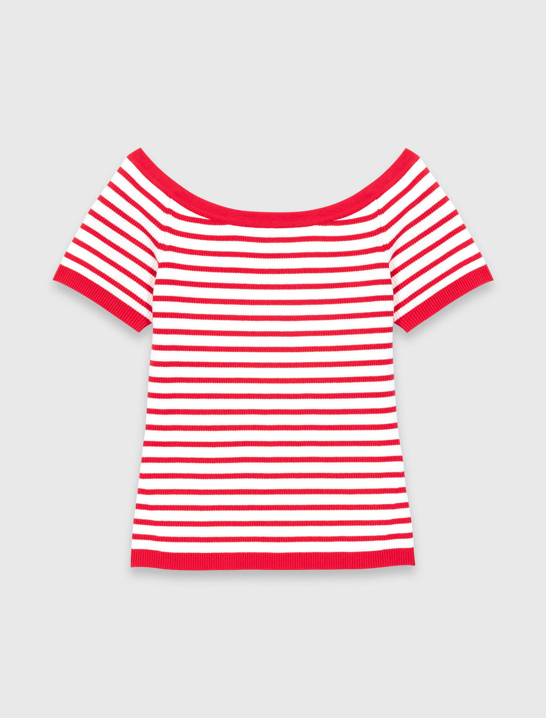 Top de punto a rayas cuello barco