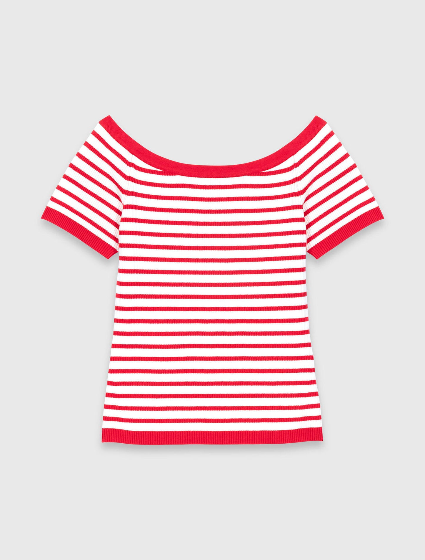 Top de punto a rayas cuello barco