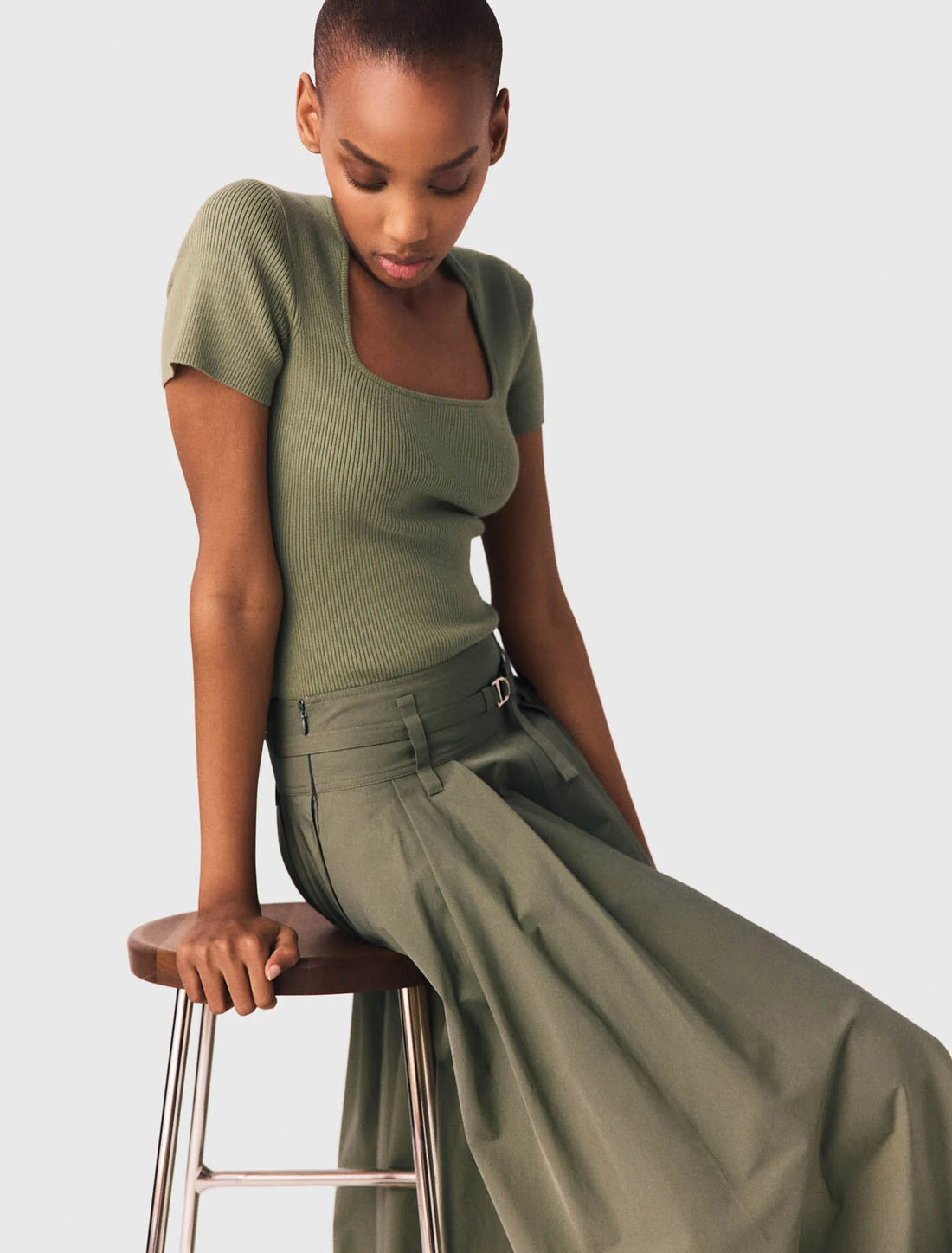 Jersey de canalé escote cuadrado