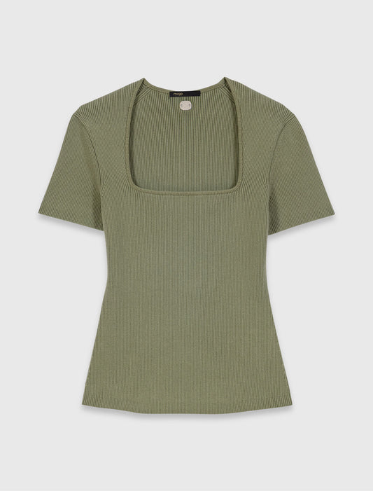 Jersey de canalé escote cuadrado