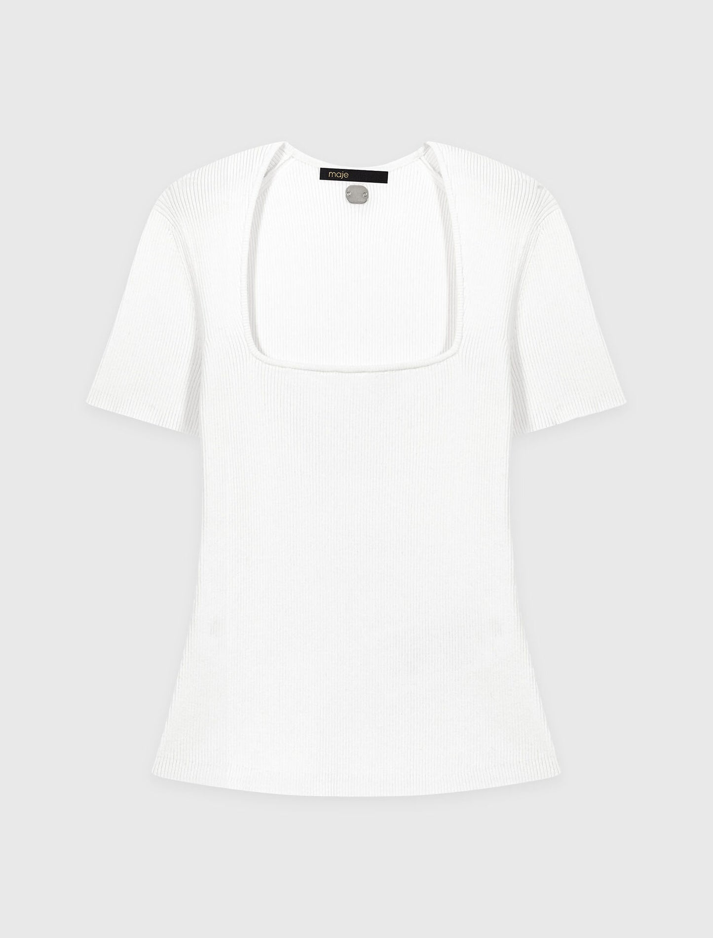 Jersey acanalado de escote cuadrado