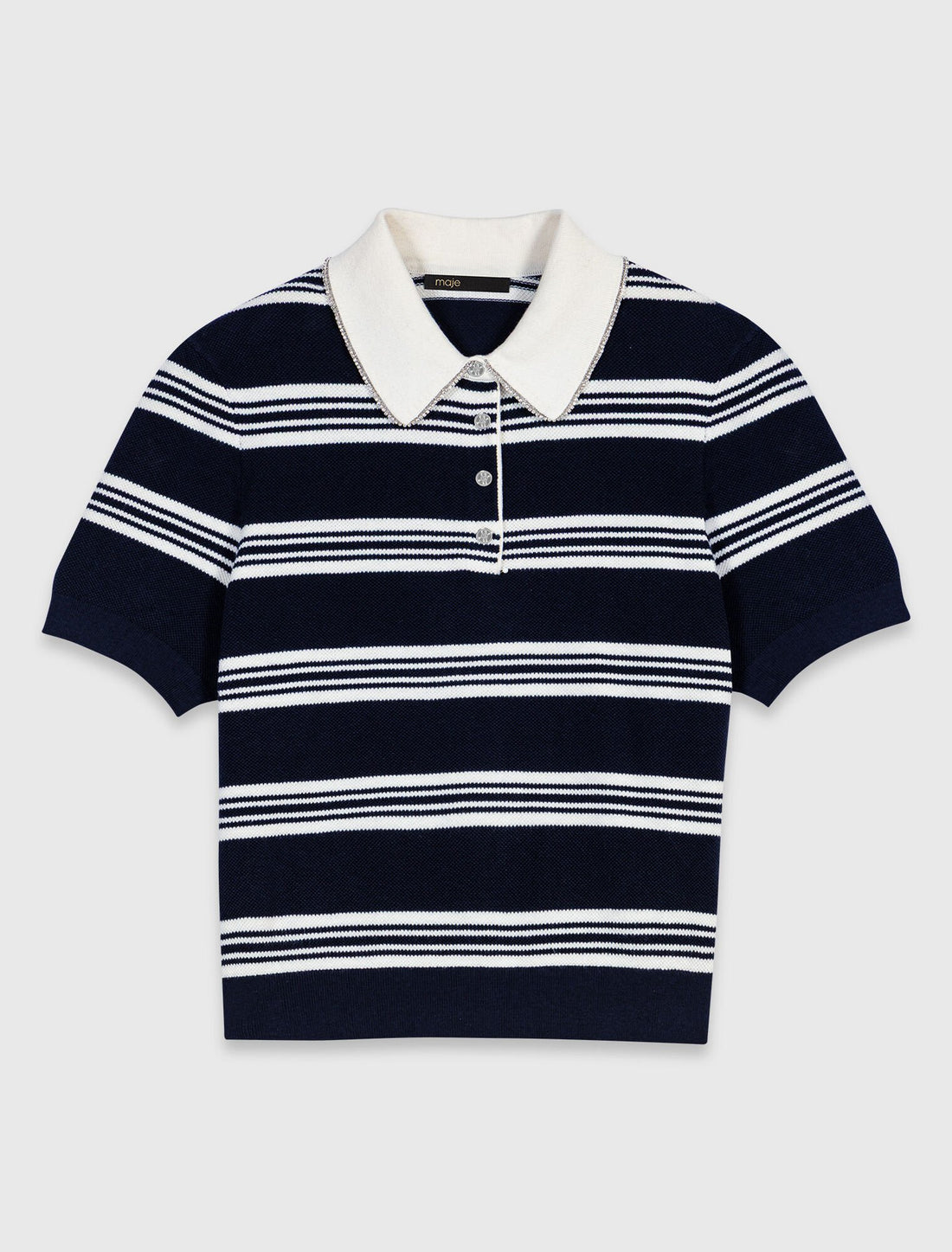 Polo a rayas con strass en cuello