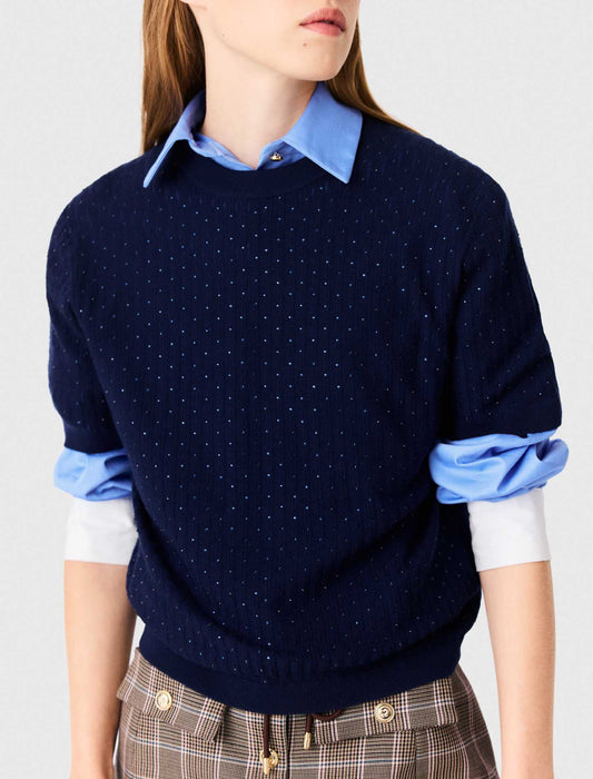 Jersey con strass tono sobre tono