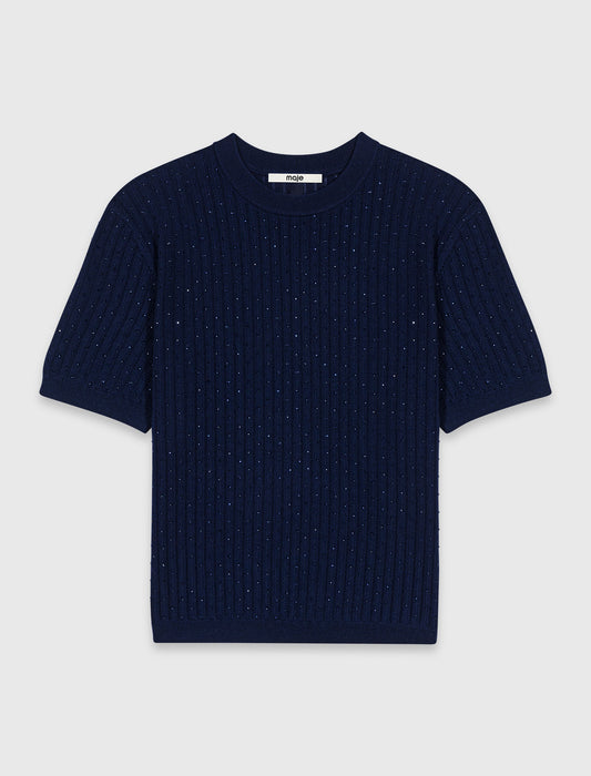 Jersey con strass tono sobre tono