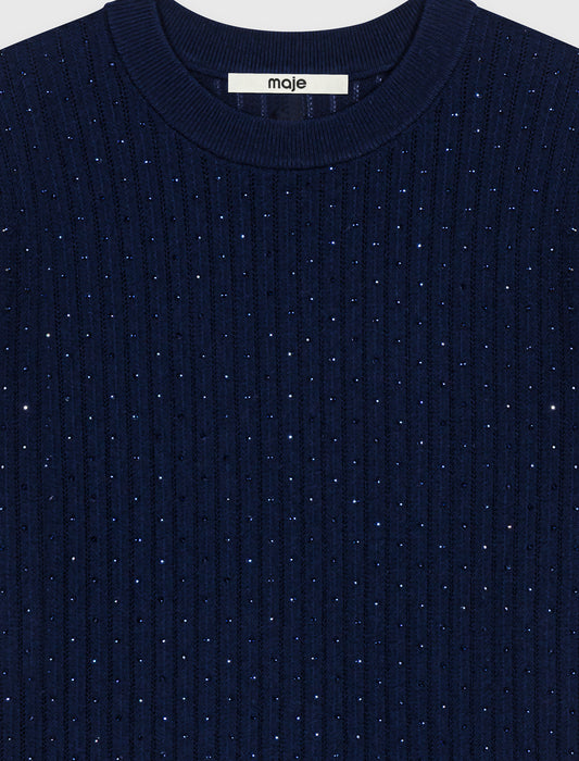 Jersey con strass tono sobre tono