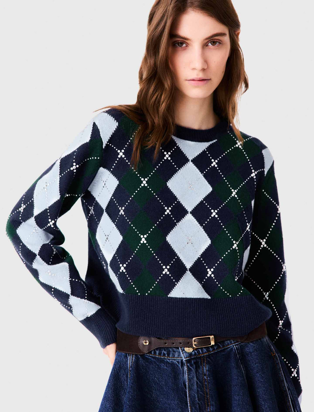 Jersey de rombos con strass