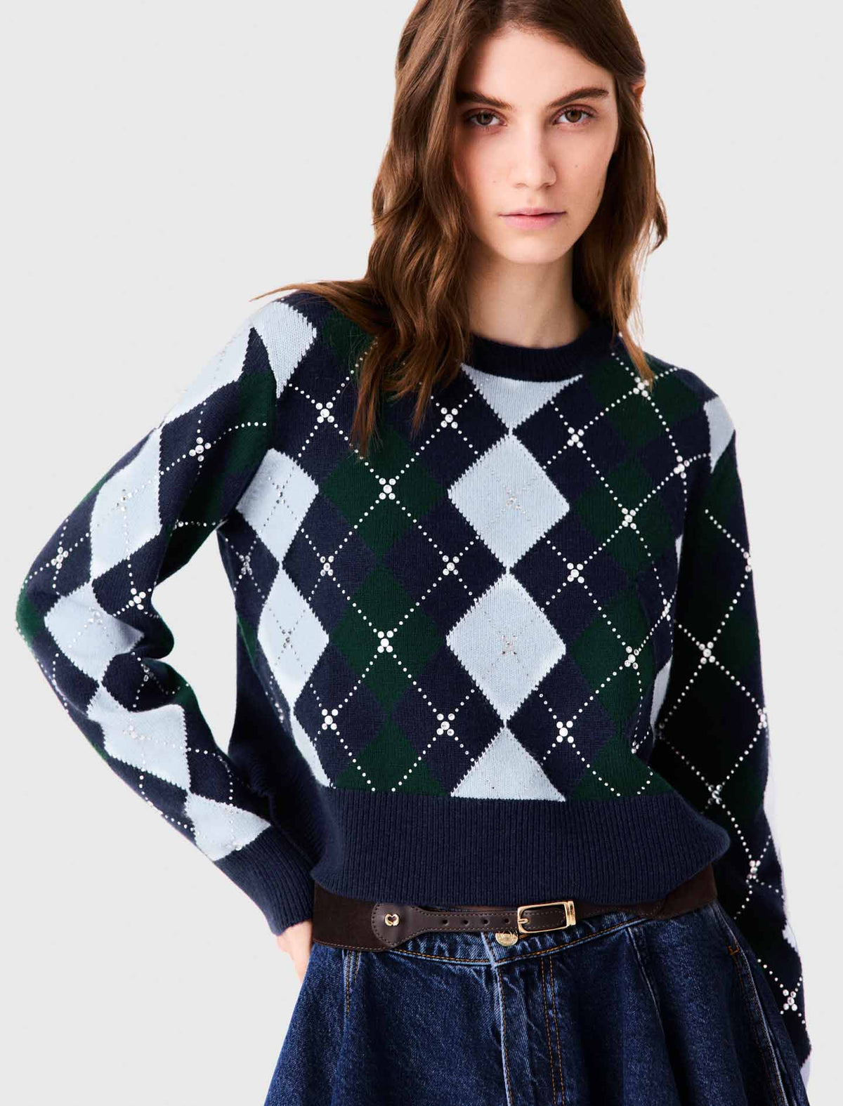 Jersey de rombos con strass