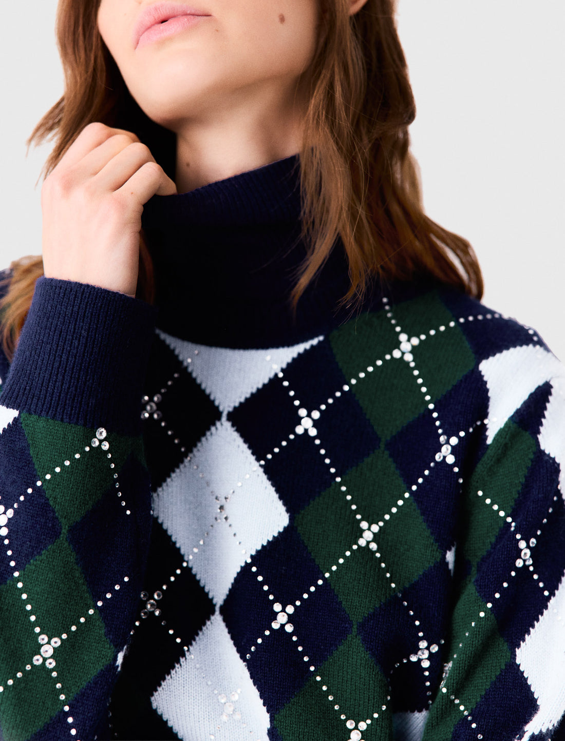 Jersey de rombos con strass
