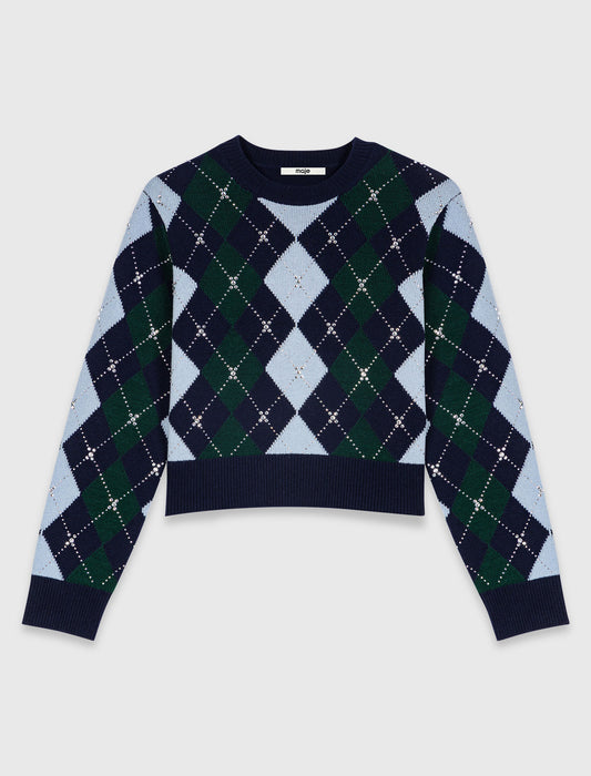 Jersey de rombos con strass