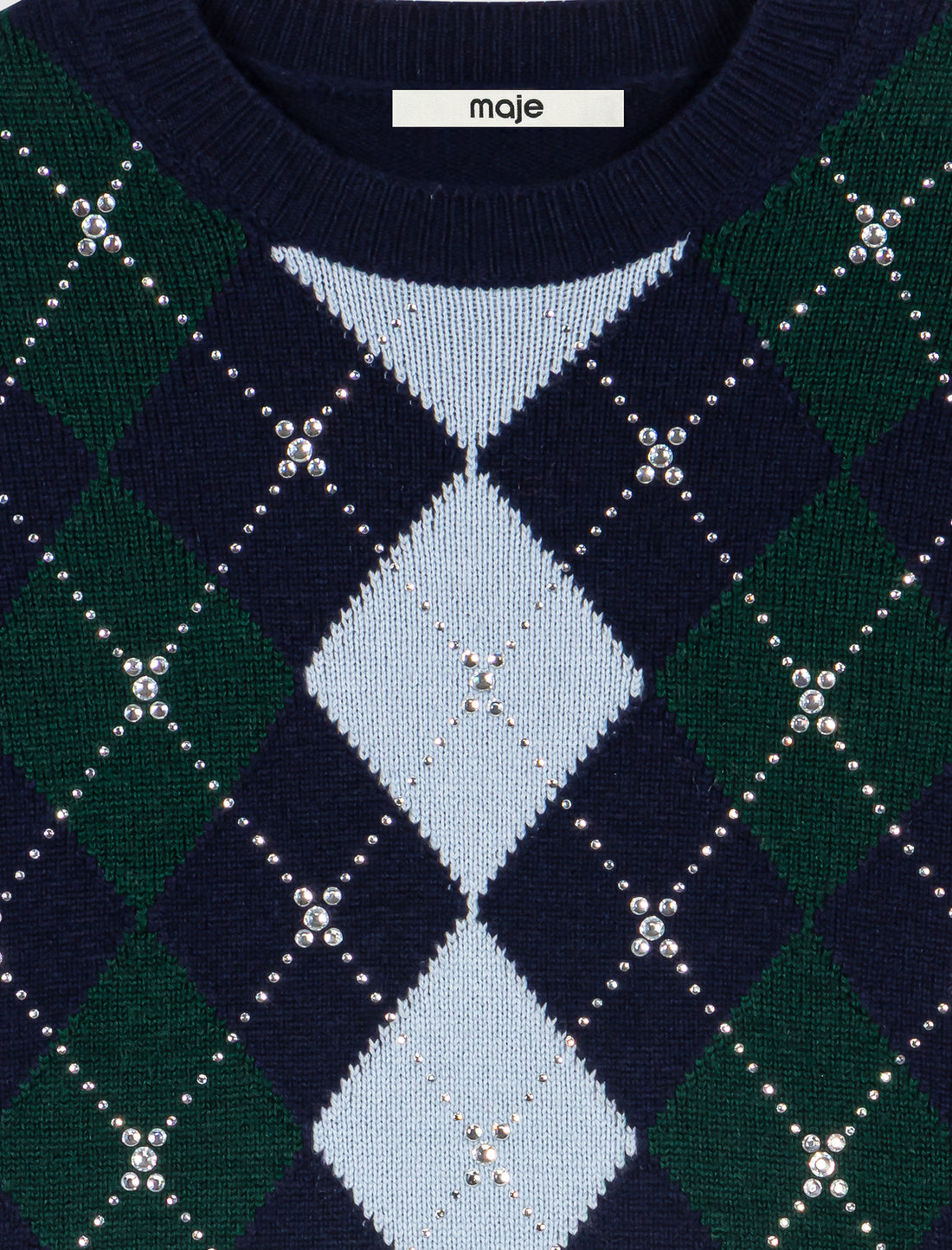 Jersey de rombos con strass