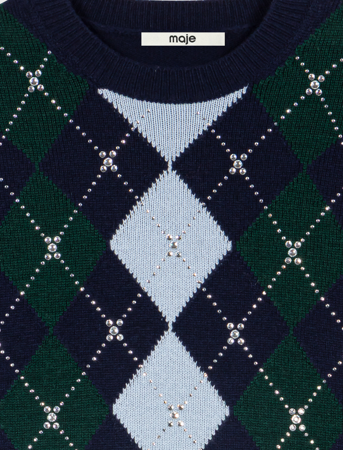 Jersey de rombos con strass
