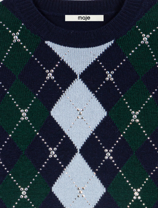 Jersey de rombos con strass