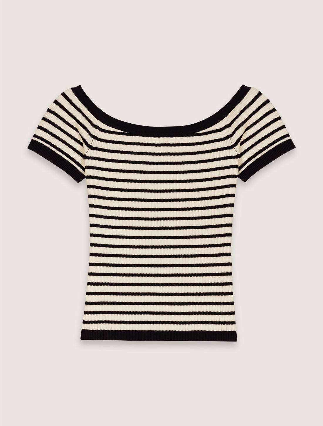 Top de punto de canalé cuello barco