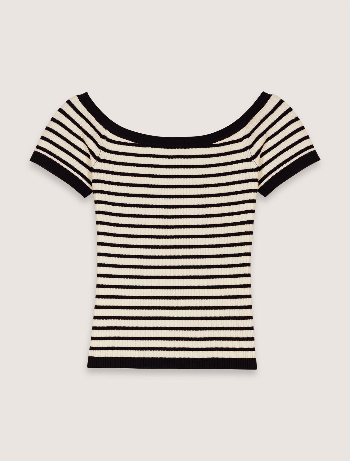 Top de punto de canalé cuello barco