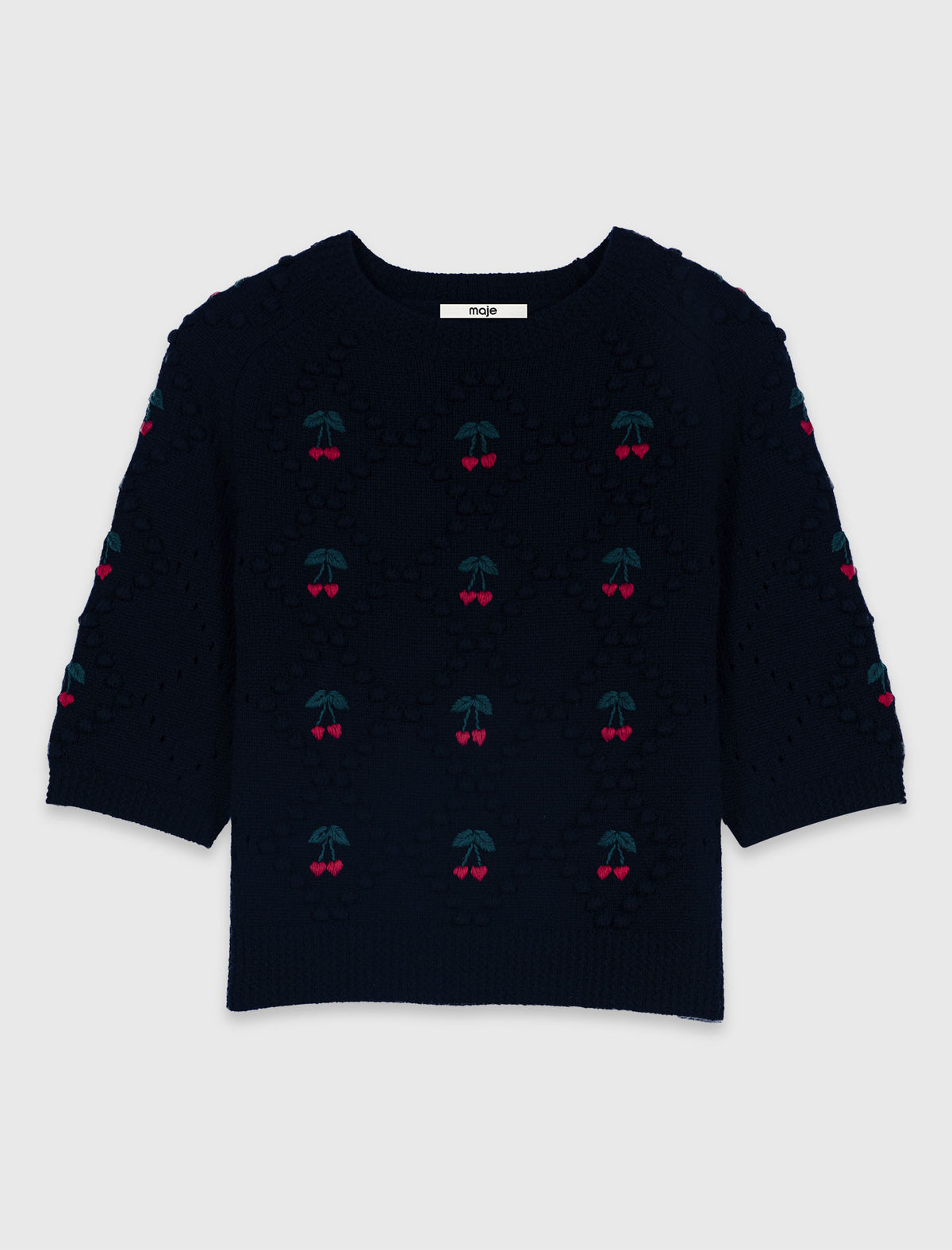 Jersey con cerezas bordadas