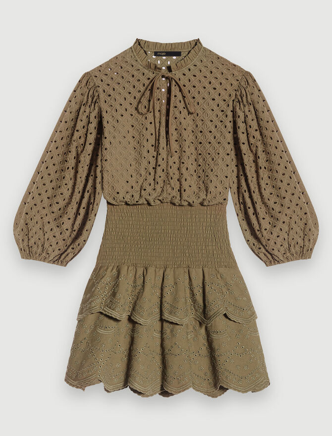 Vestido corto con bordado inglés