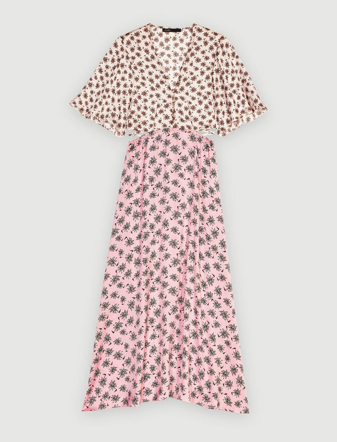 Vestido largo con estampado de palmeras