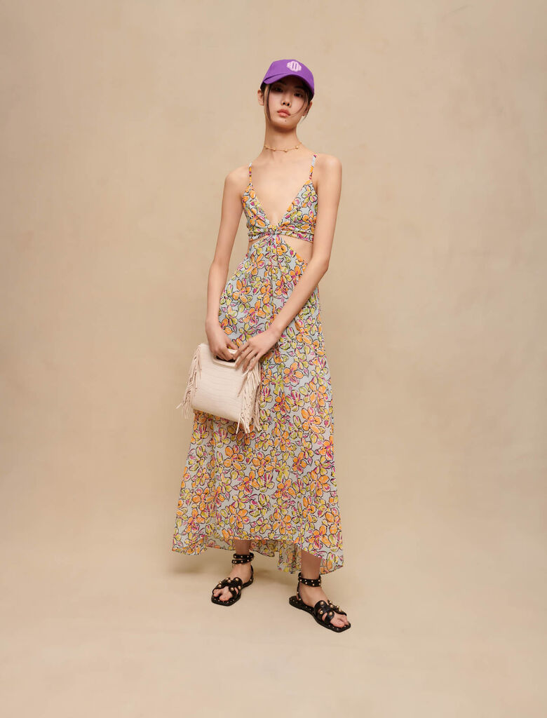 Vestido largo de flores con aberturas