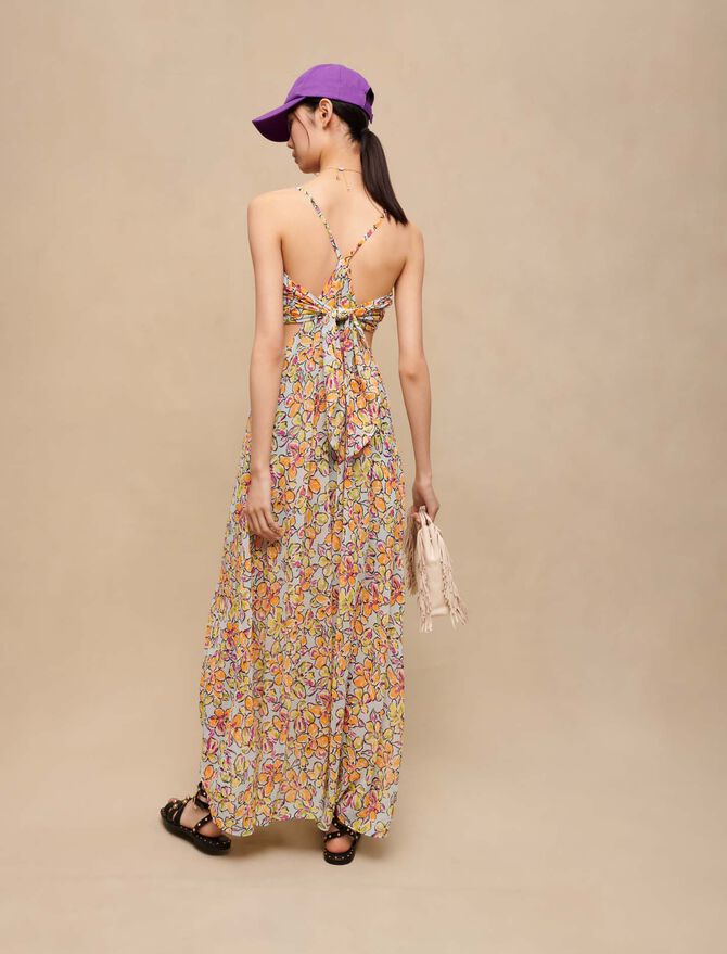 Vestido largo de flores con aberturas
