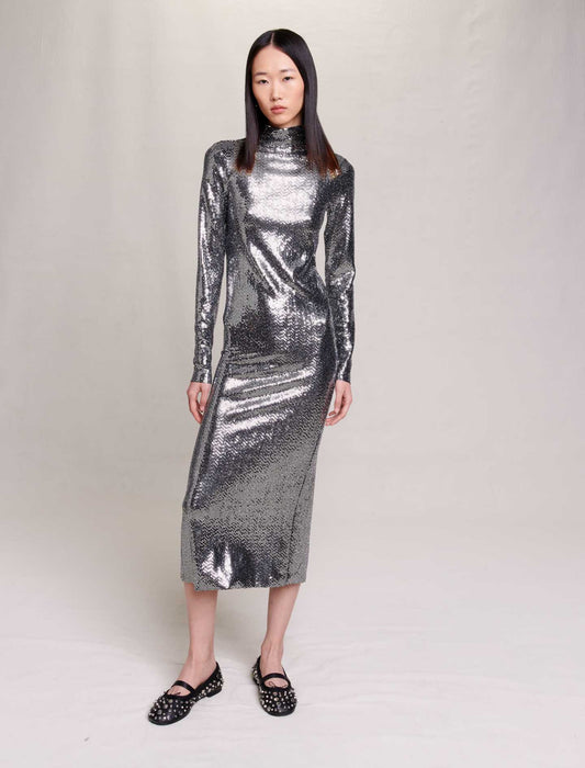 Vestido midi con lentejuelas