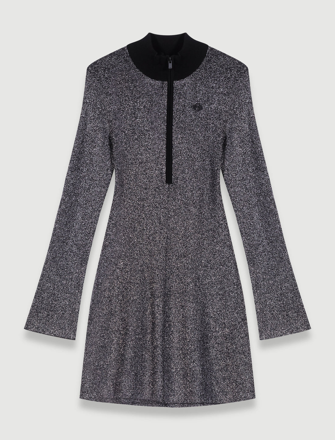 Vestido corto de punto y purpurina