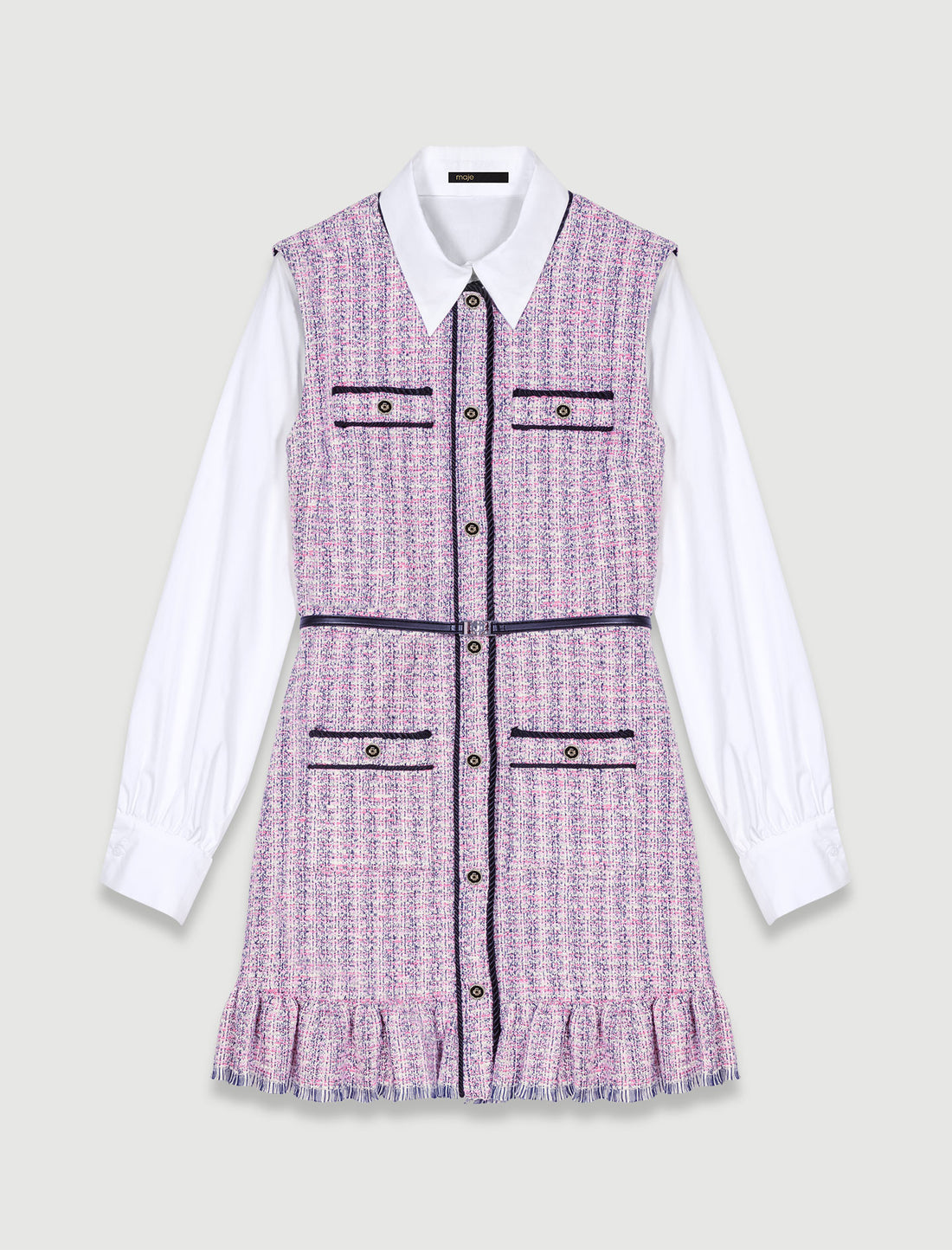 Vestido corto 2 en 1 de tweed