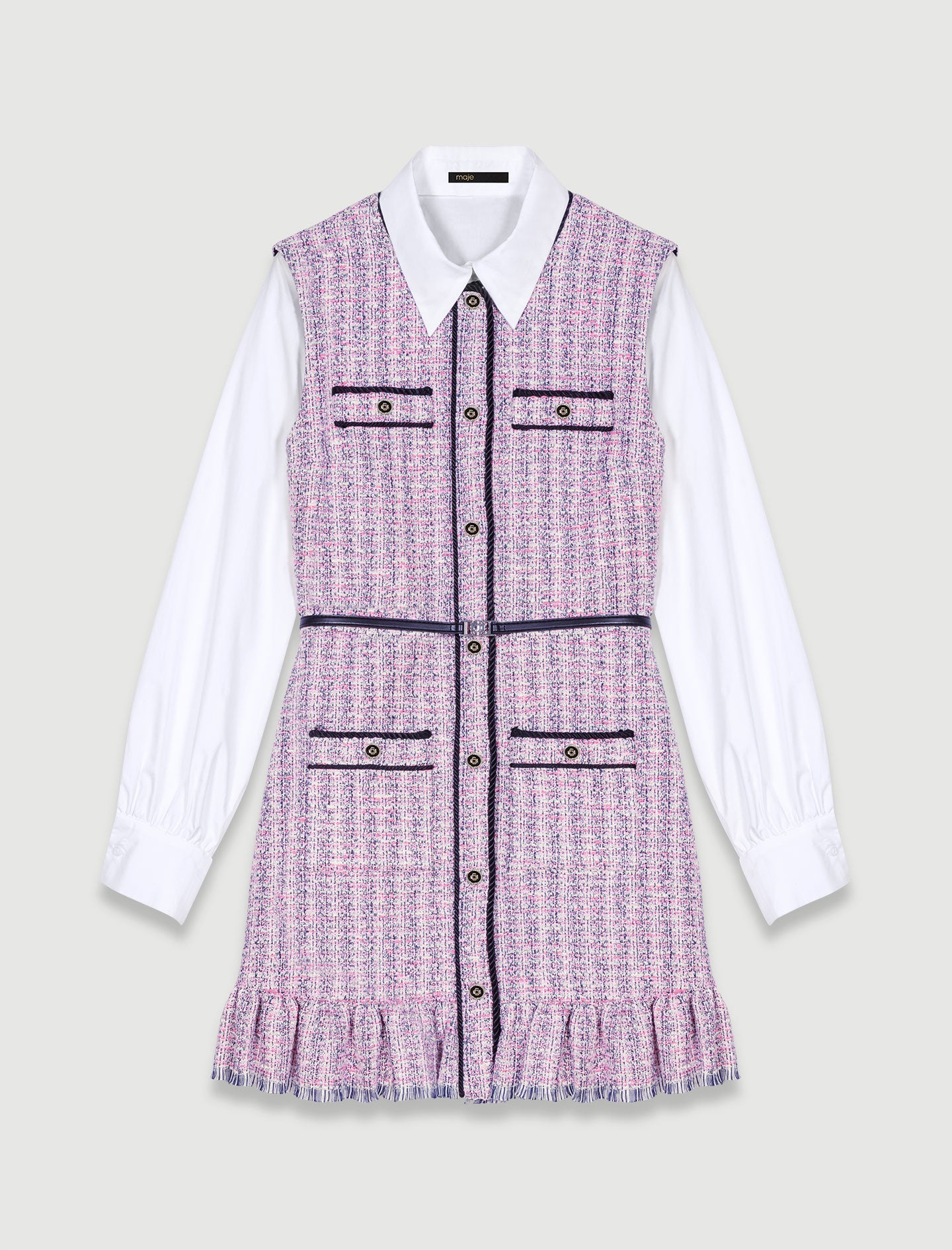 Vestido corto 2 en 1 de tweed