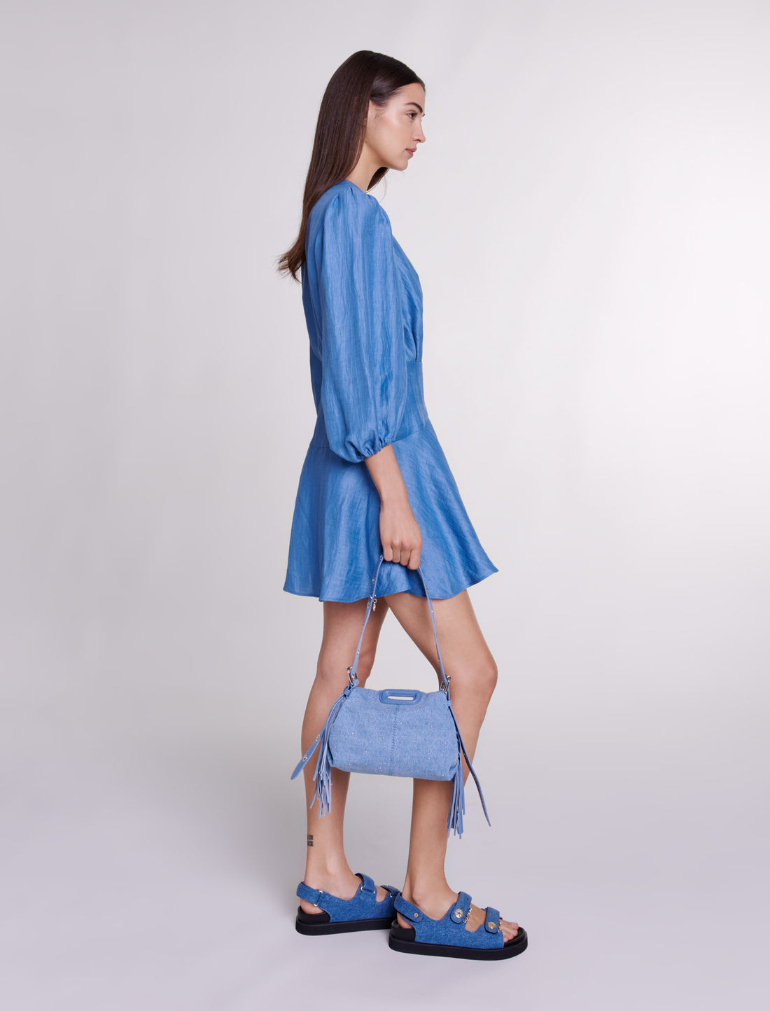 Vestido cruzado de lino