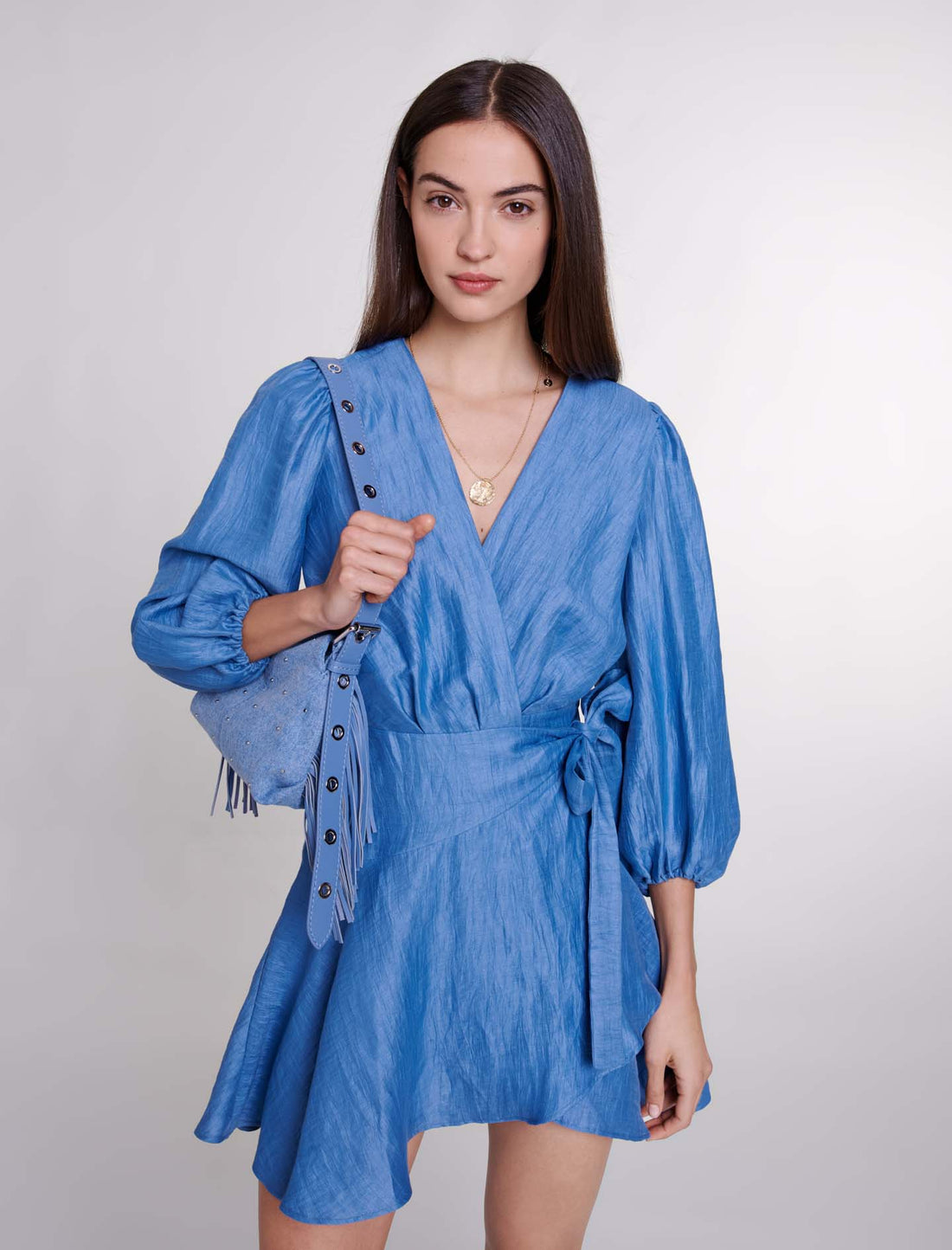 Vestido cruzado de lino