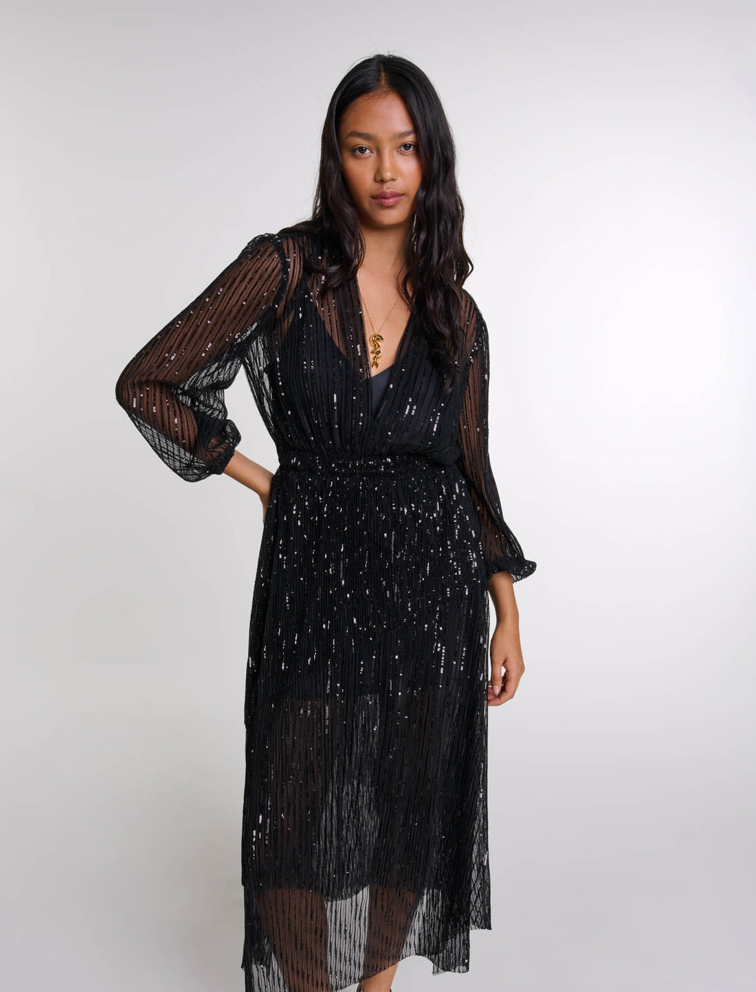 Maje Vestido largo con lentejuelas – Maje Paris México