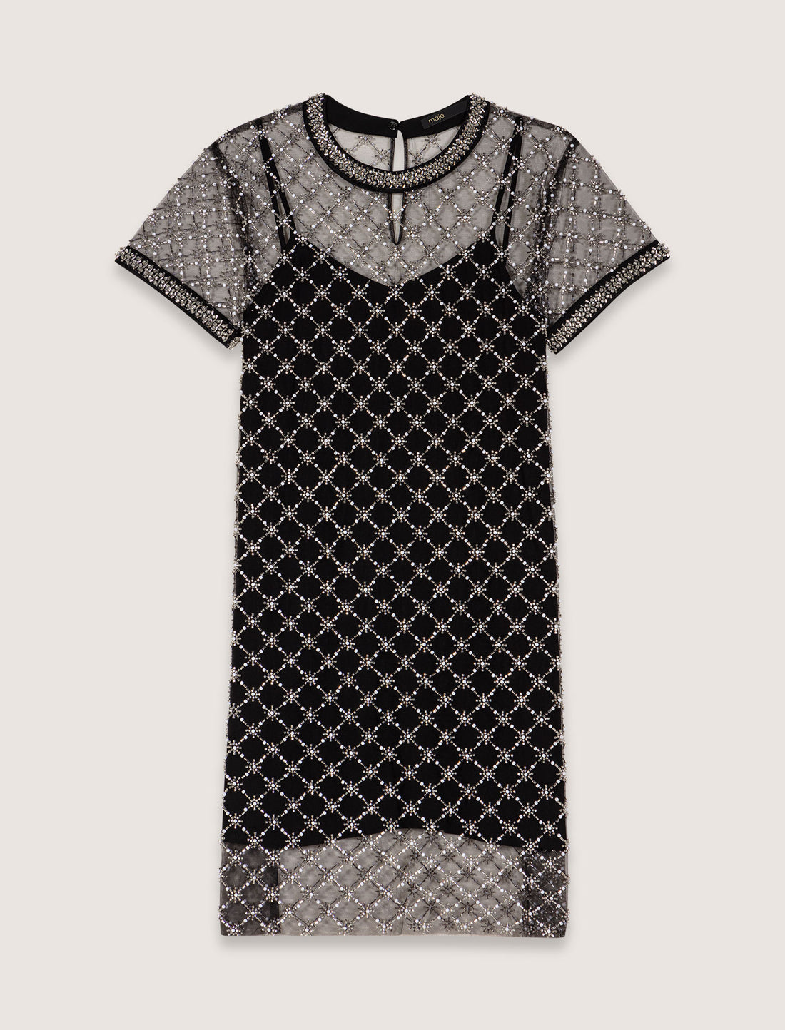 Vestido corto de tul bordado